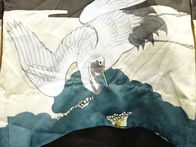 アンティーク　鶴松模様紋付男児着物